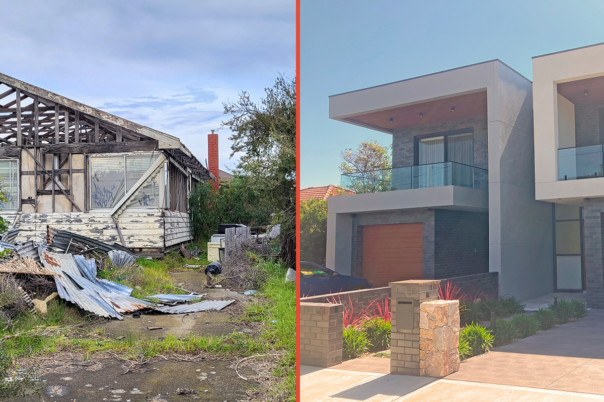 Description: Photo of a vacant residential block with temporary fence erected at the footpath. AS Planning are Town Planners in Victoria.